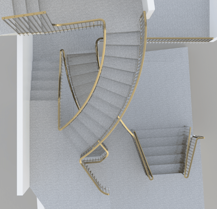 curved concrete art deco staircase cad design